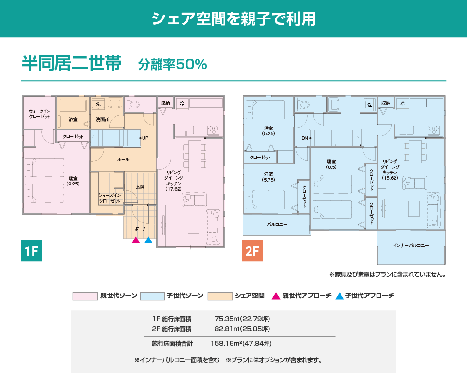 フロアプラン1：シェア空間を親子で利用