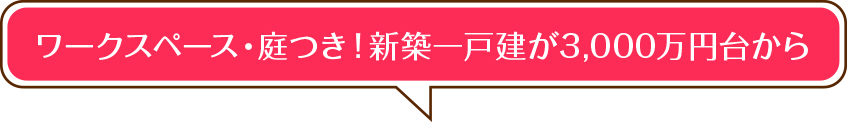 ワークスペース・庭つき！新築一戸建が3,000万円台から