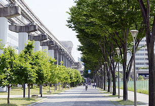 立川エリアの遊歩道