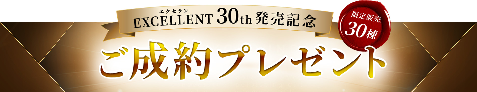 EXCELLENT 30th 発売記念 限定販売30棟 ご成約プレゼント
