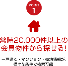 常時20,000件以上の会員物件から探せる!